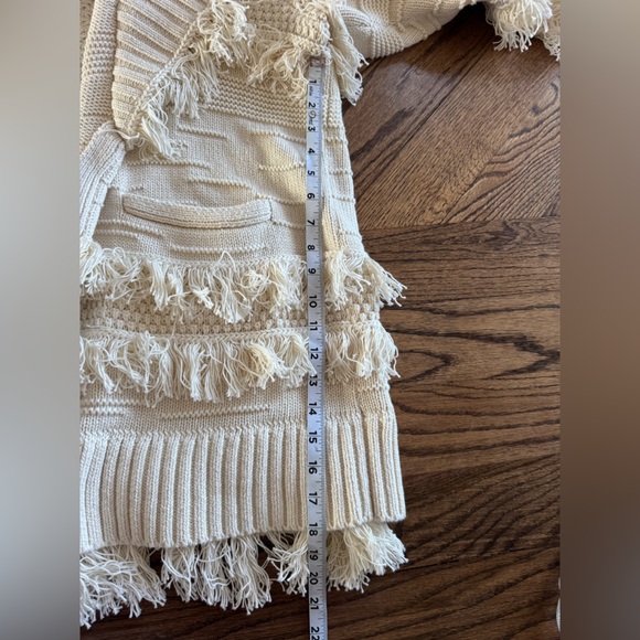 Banana Republic Mesa Fringed Cardigan Cream XL Organic Cotton Western Oversized - Picture 7 of 9